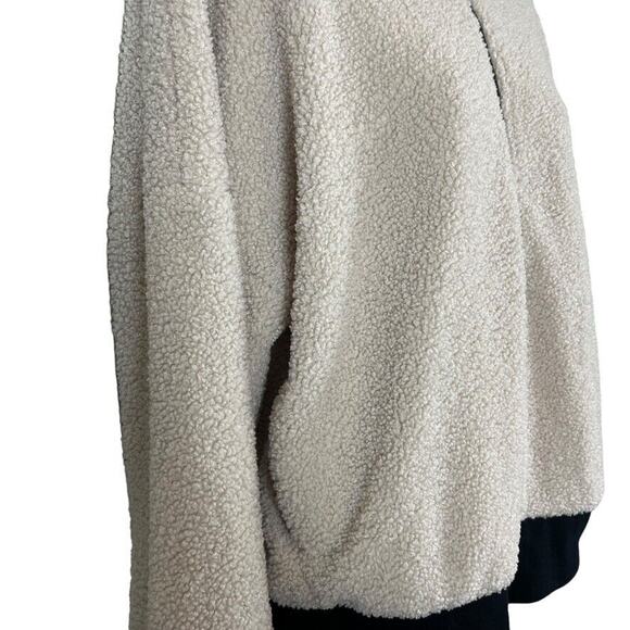 Fabletics Womens Dream Polar Fleece Teddy Ivory 1/4 Zip Jacket Sweatshirt sz L - Picture 3 of 16